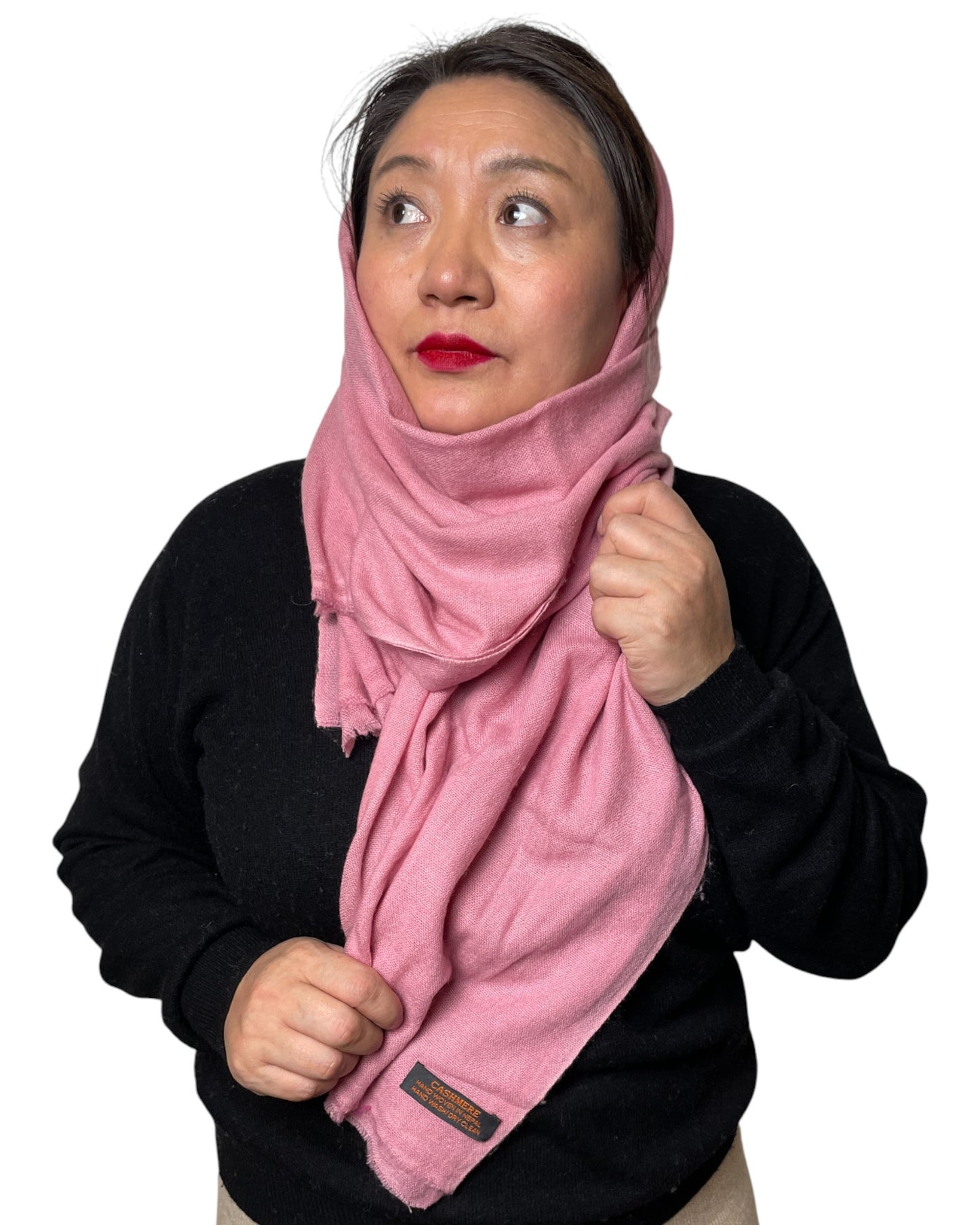 „Blush Rose“ – Reiner Kaschmir Schal handgemacht warm