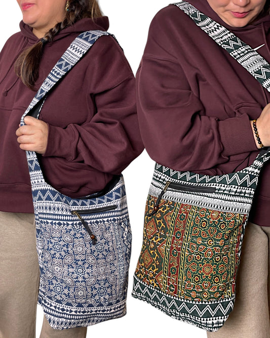 Boho-Umhaengetaschen-Vergleich-blau-und-gruen-Ethno-Stil-Himalaya-Vibes-Bern