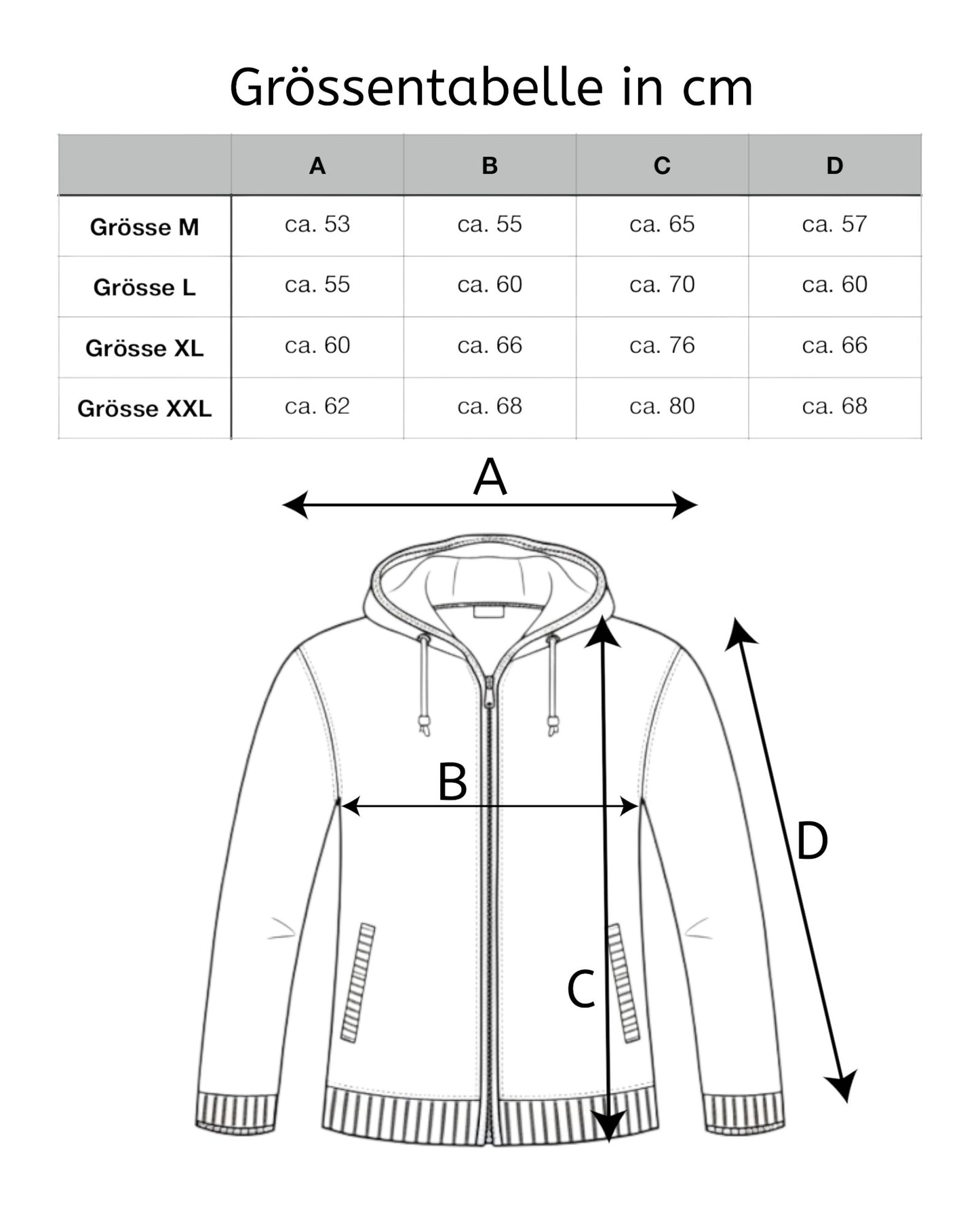 "Nala" Handgestrickte Wolljacke Nepal_Groessen