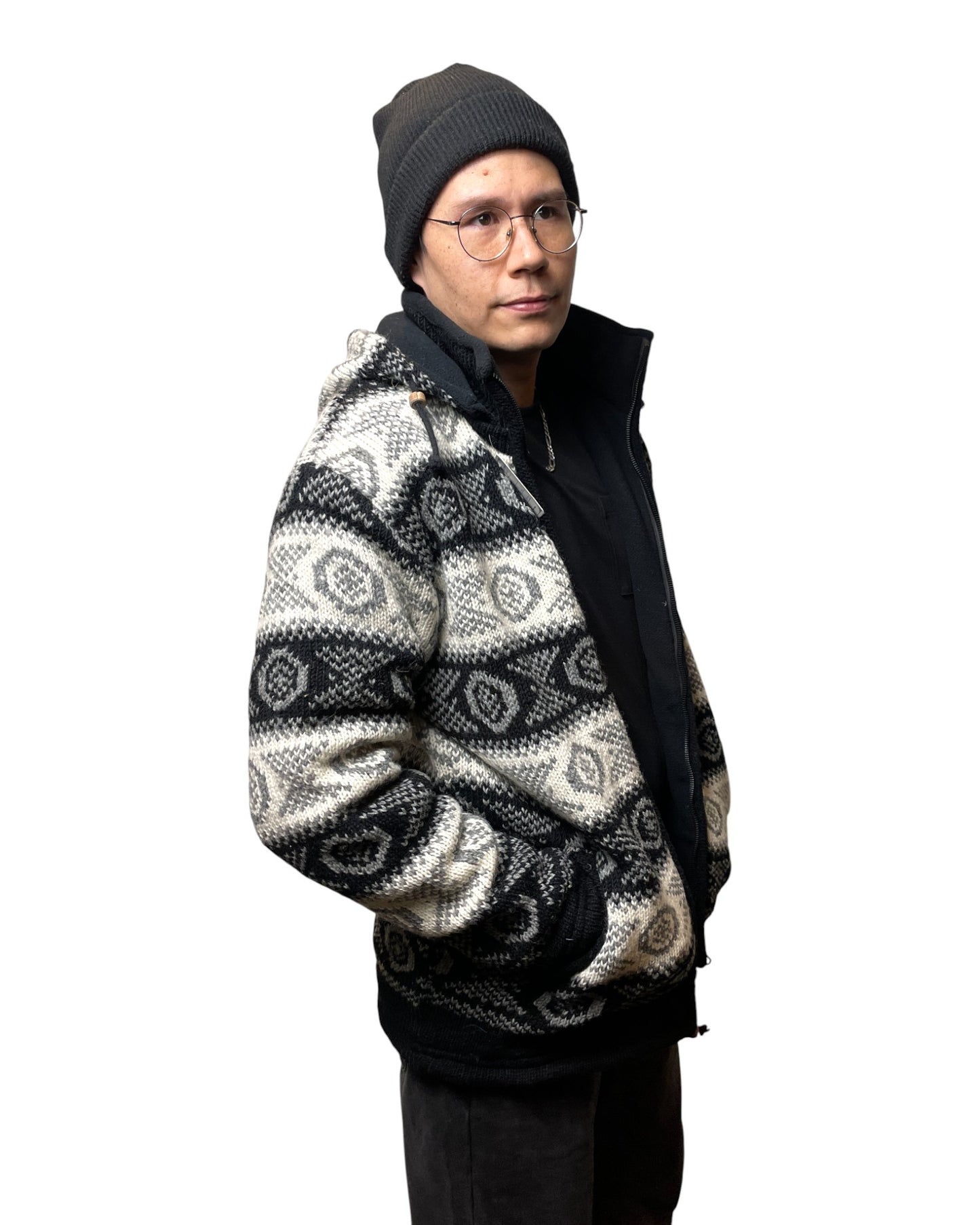 „Chandol“ – Handgestrickte Wolljacke Nepal Seite