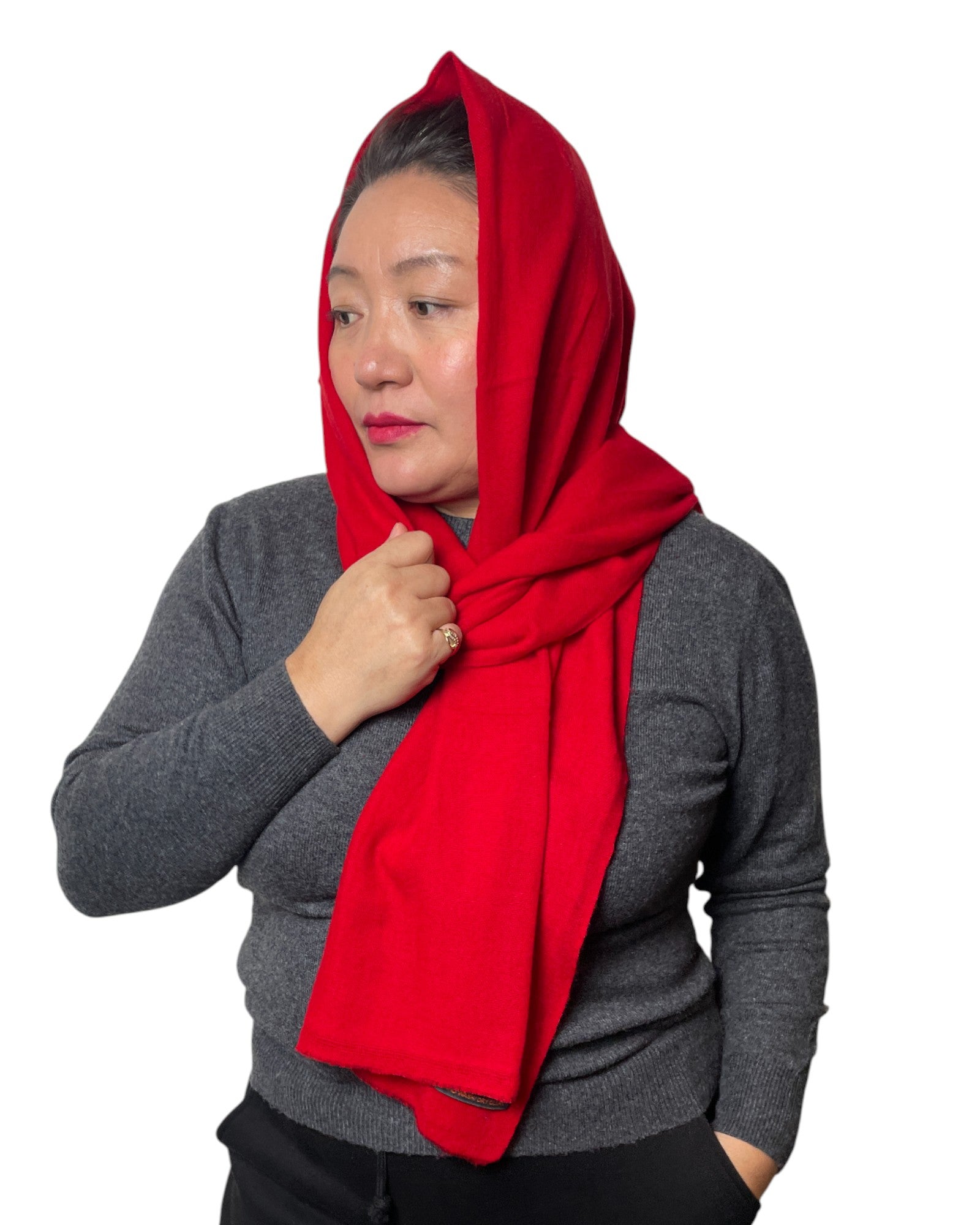 „Crimson Flame“ – Handgewebter Kaschmir-Schal aus Nepal Kopftuch