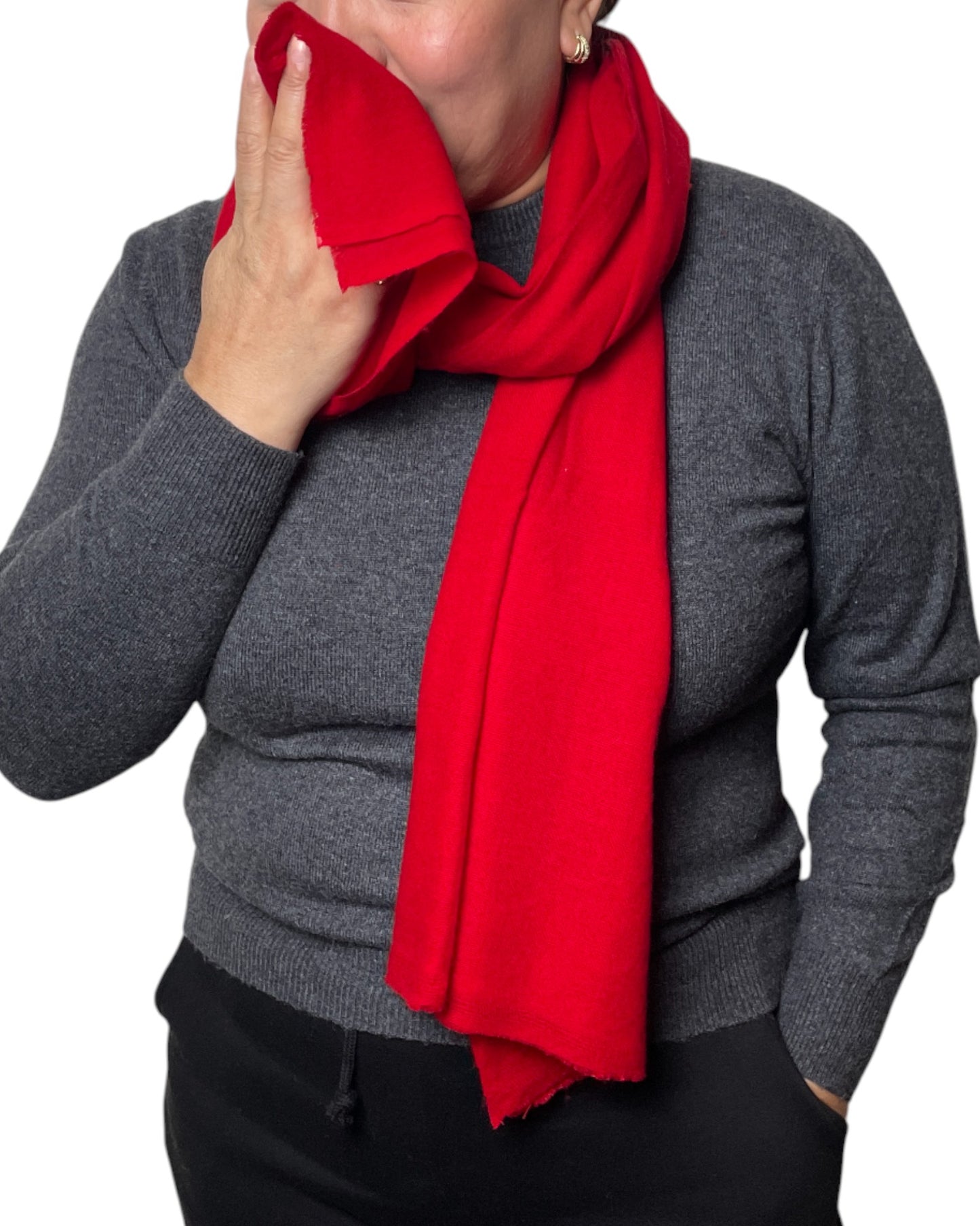 „Crimson Flame“ – Handgewebter Kaschmir-Schal aus Nepal fein