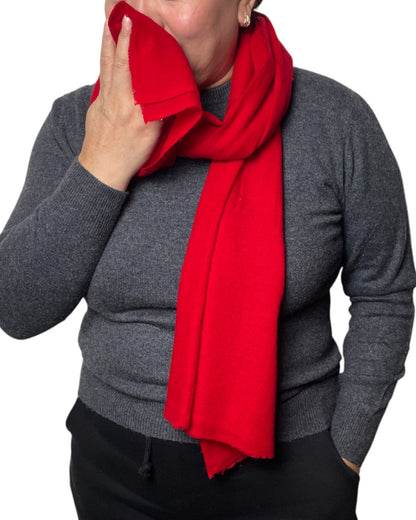 „Crimson Flame“ – Handgewebter Kaschmir-Schal aus Nepal fein