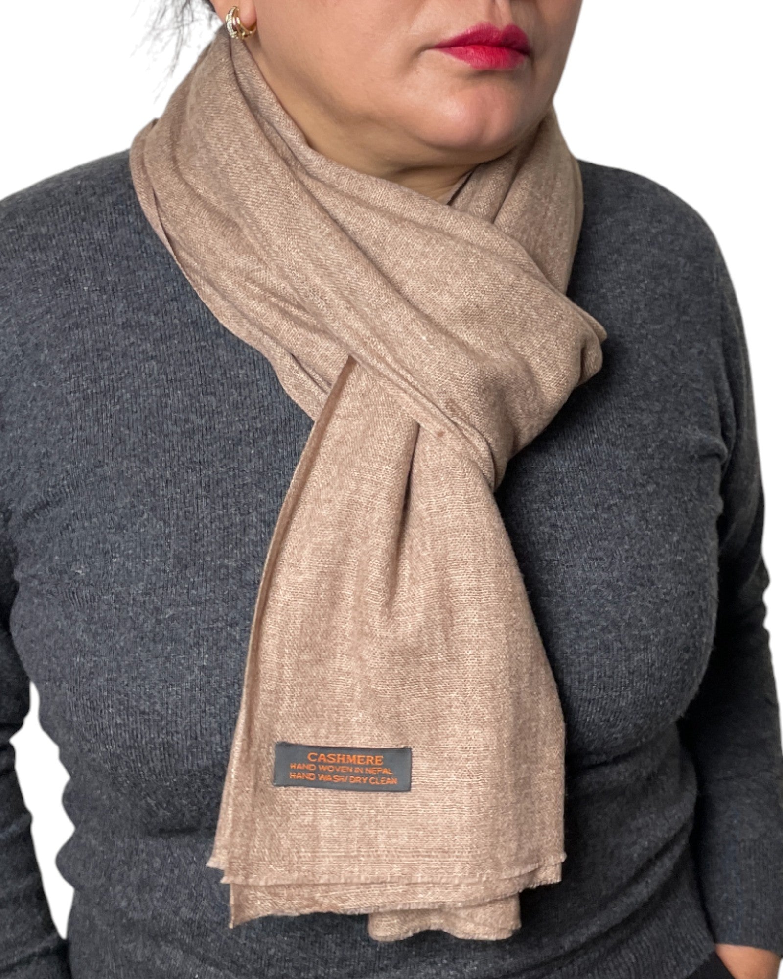 „Desert Sand“  – Handgewebter Kaschmir-Schal aus Nepal Knoten