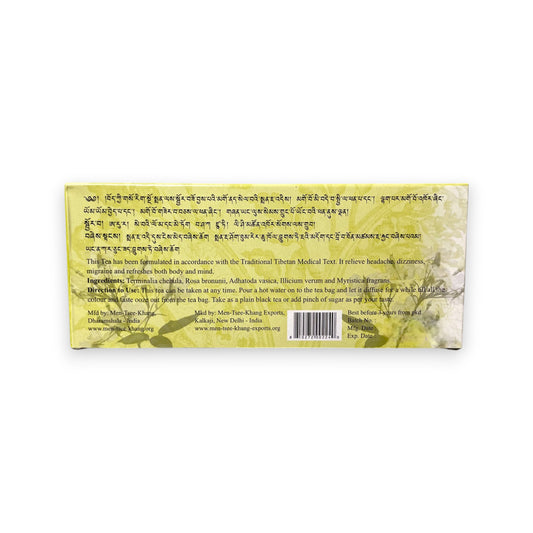 Detailaufnahme Sorig Headache Relief Tea Teebeutel und Verpackung