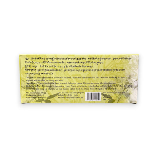 Detailaufnahme Sorig Headache Relief Tea Teebeutel und Verpackung