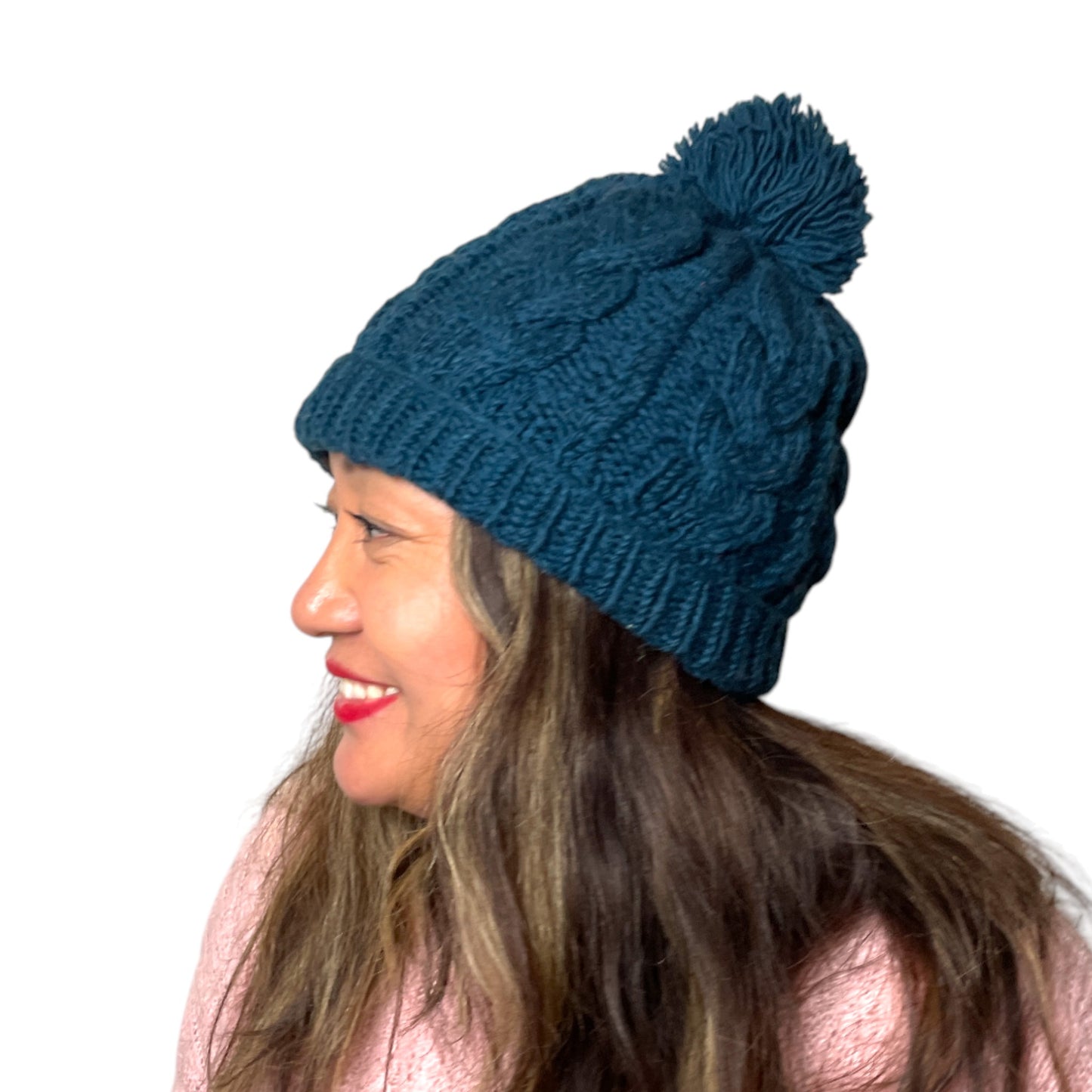 „Dhaulagiri“ – Handgestrickte Zipfel-Mütze Petrol