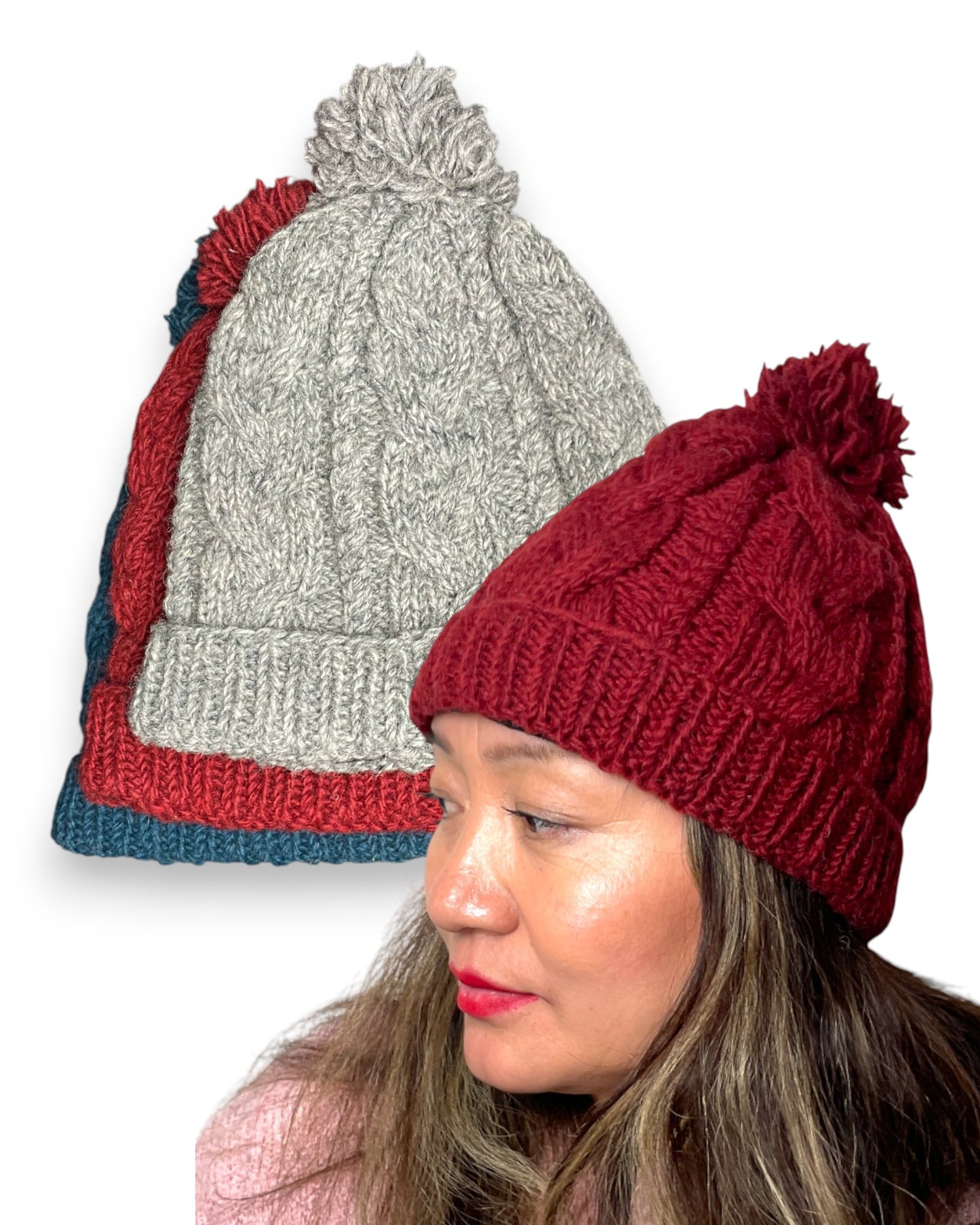 „Dhaulagiri“ – Handgestrickte Zipfel-Mütze Titel