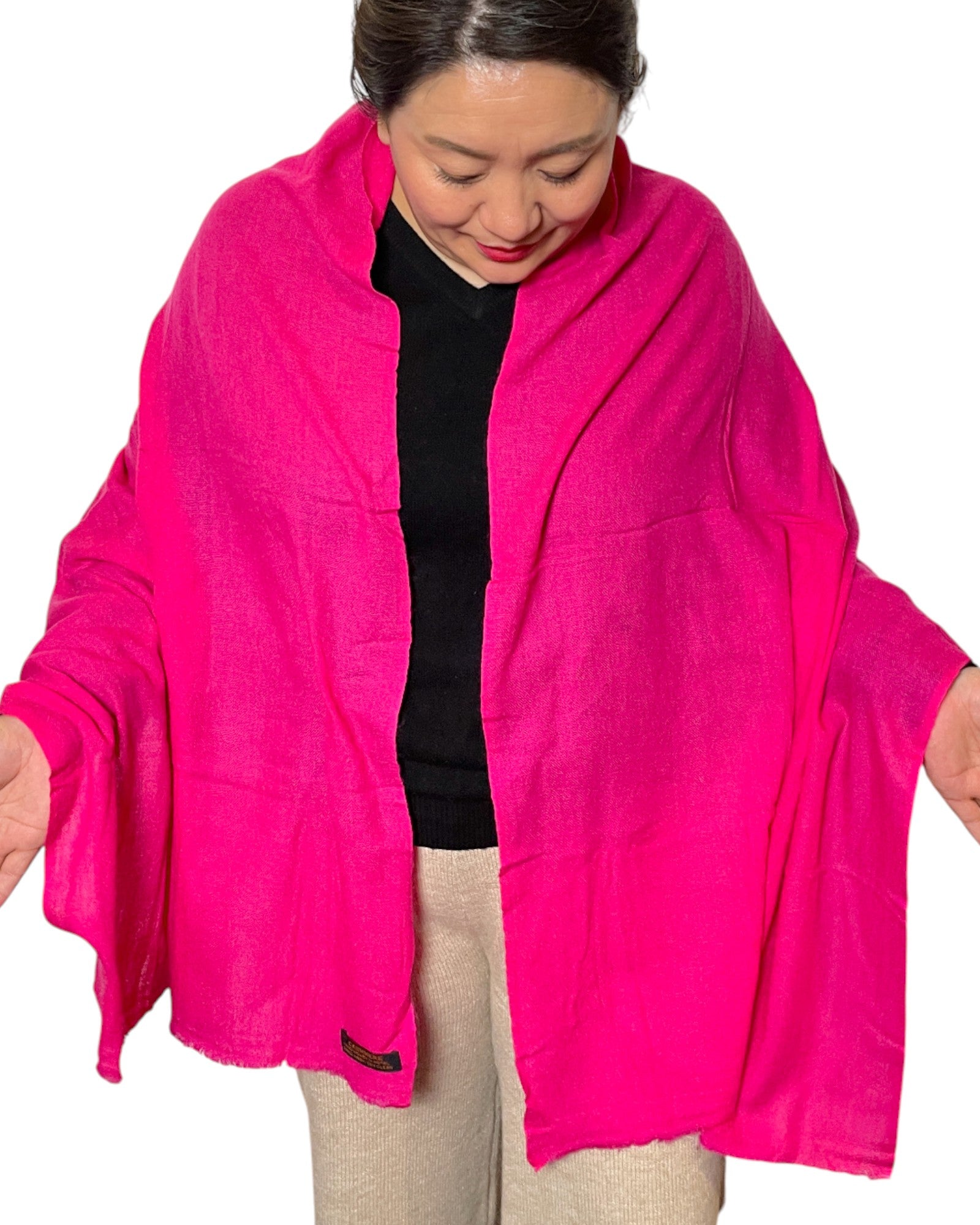 „Electric Fuchsia“ – Reiner Kaschmir Schal handgemacht Tuch