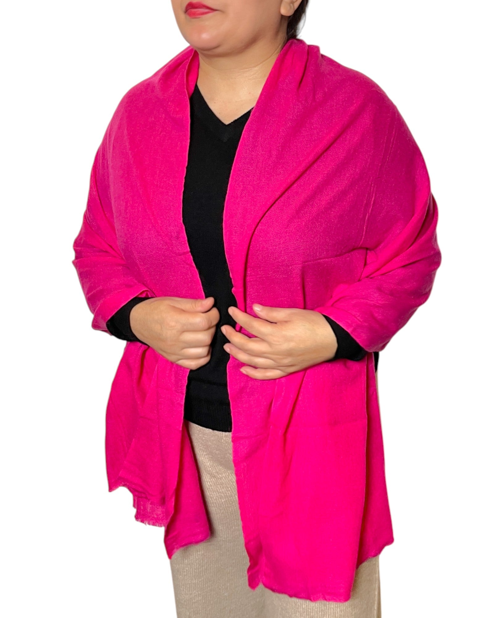 „Electric Fuchsia“ – Reiner Kaschmir Schal handgemacht luftig