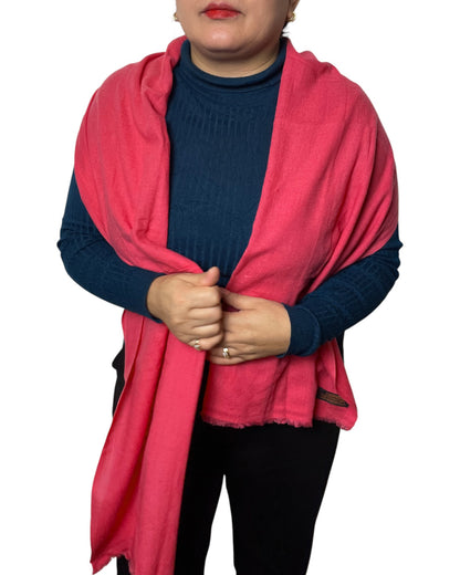 „Electric Rose“  – Handgewebter Kaschmir-Schal aus Nepal Titel überhang