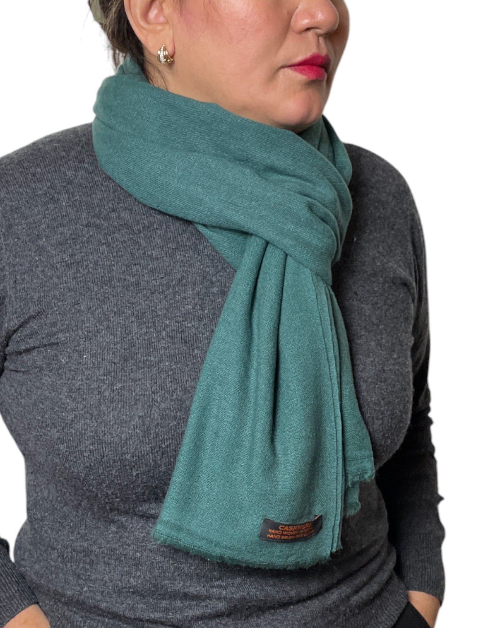 „Forest Depth“ – Handgewebter Kaschmir-Schal aus Nepal Knoten