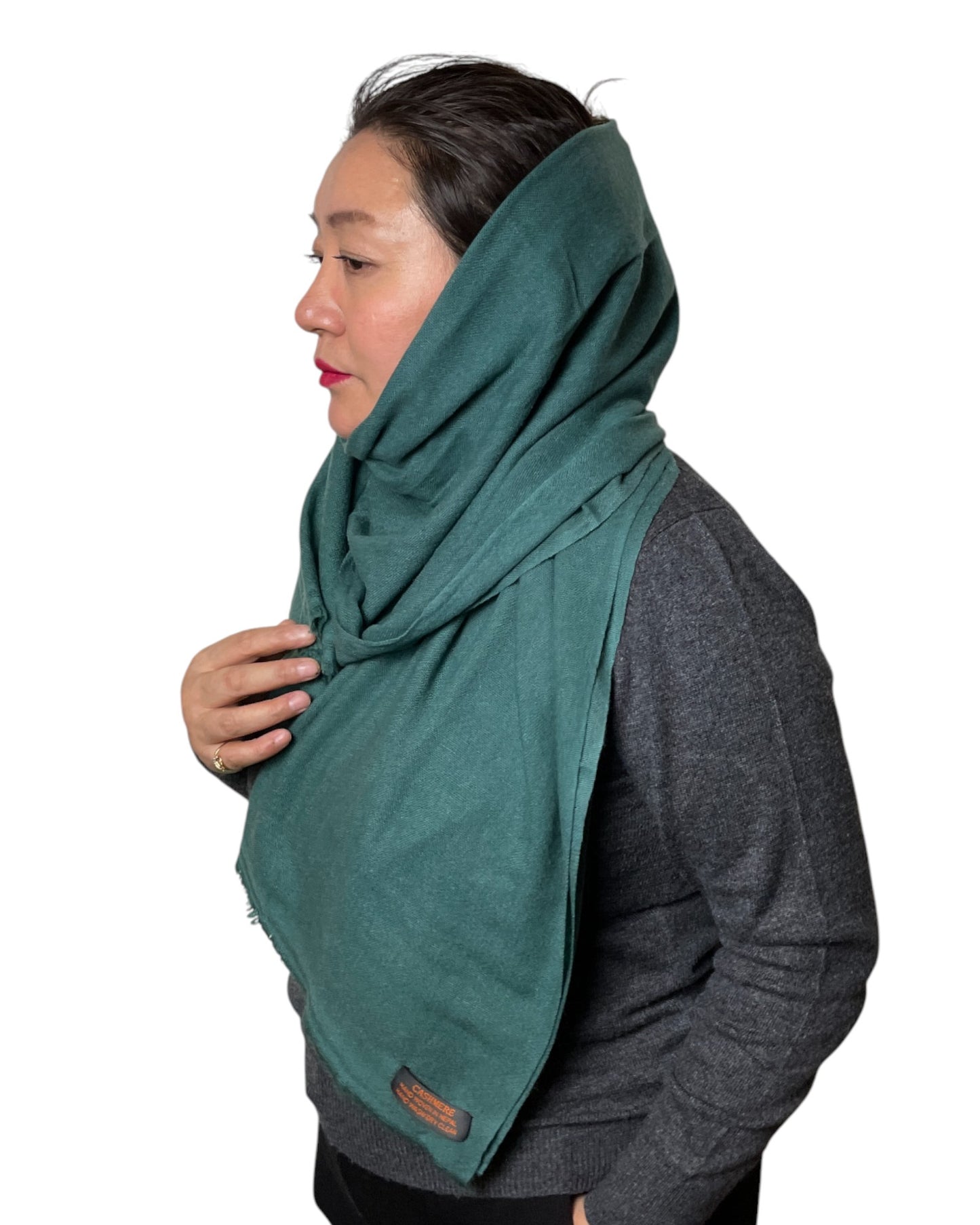 „Forest Depth“ – Handgewebter Kaschmir-Schal aus Nepal Kopftuch