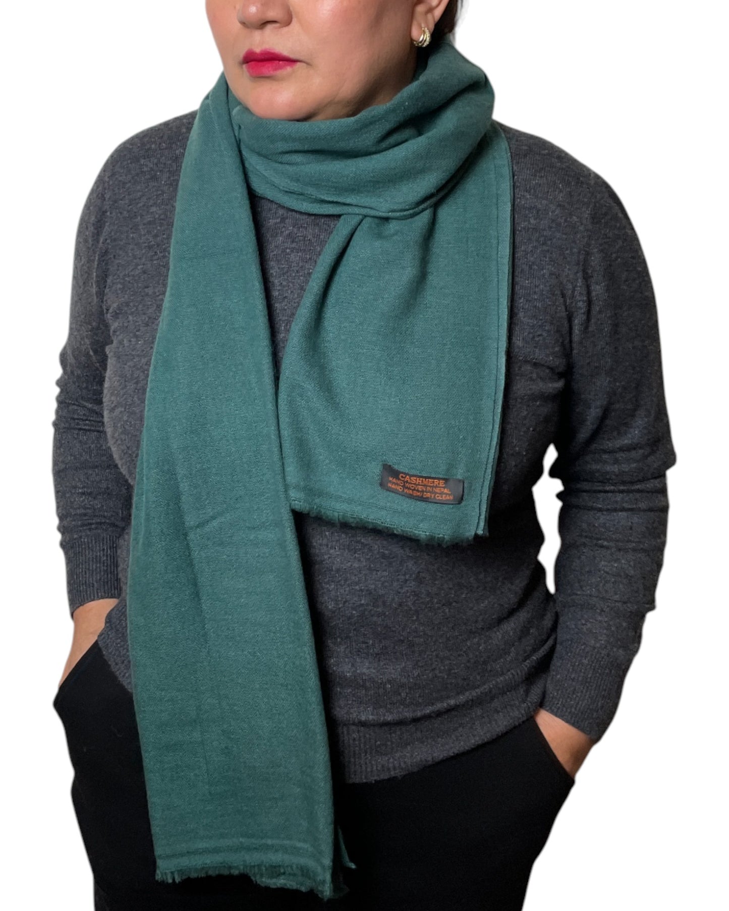 „Forest Depth“ – Handgewebter Kaschmir-Schal aus Nepal lässig