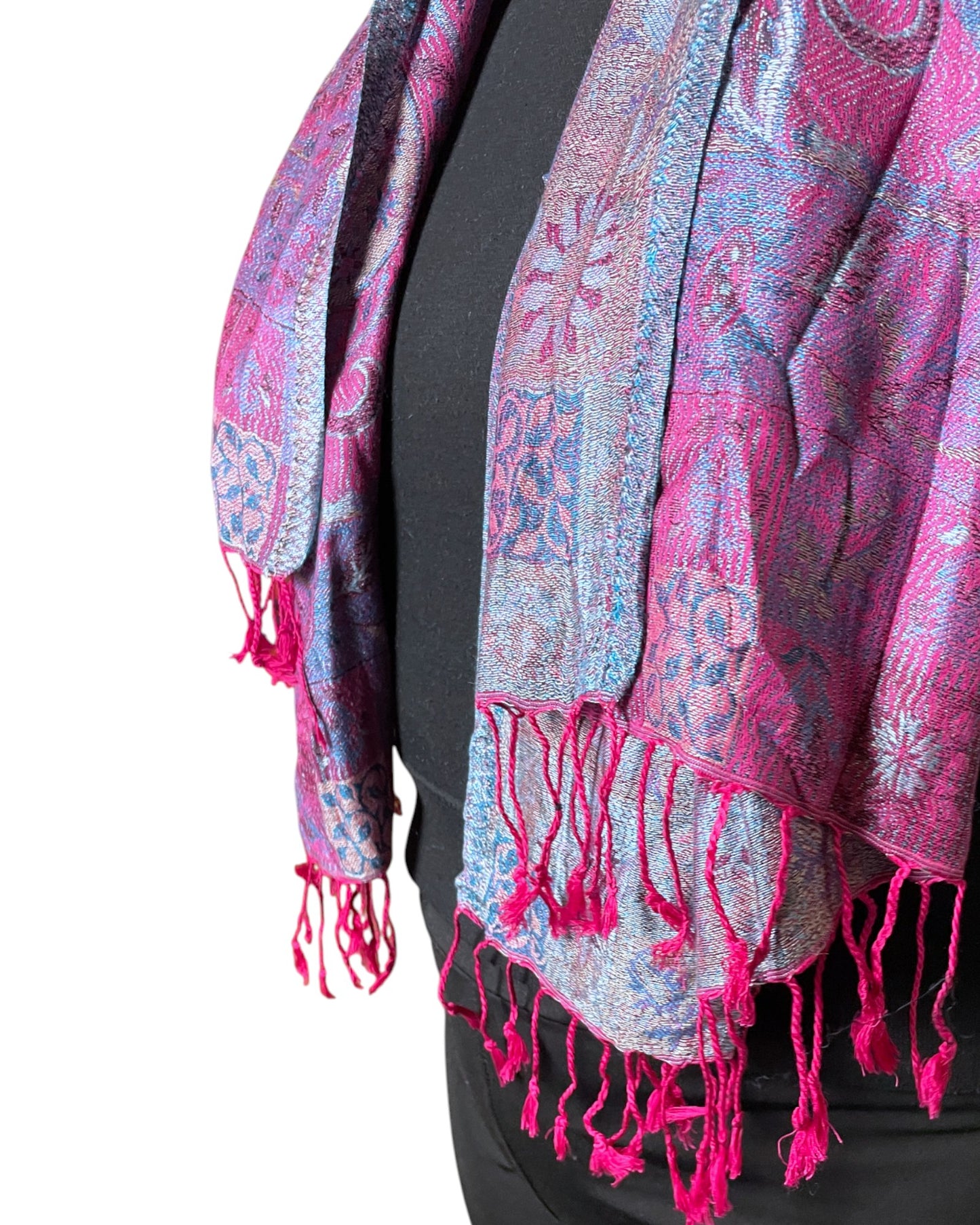 Fransen Detail: Pinke Fransen Detail Seide-Viskose Schal