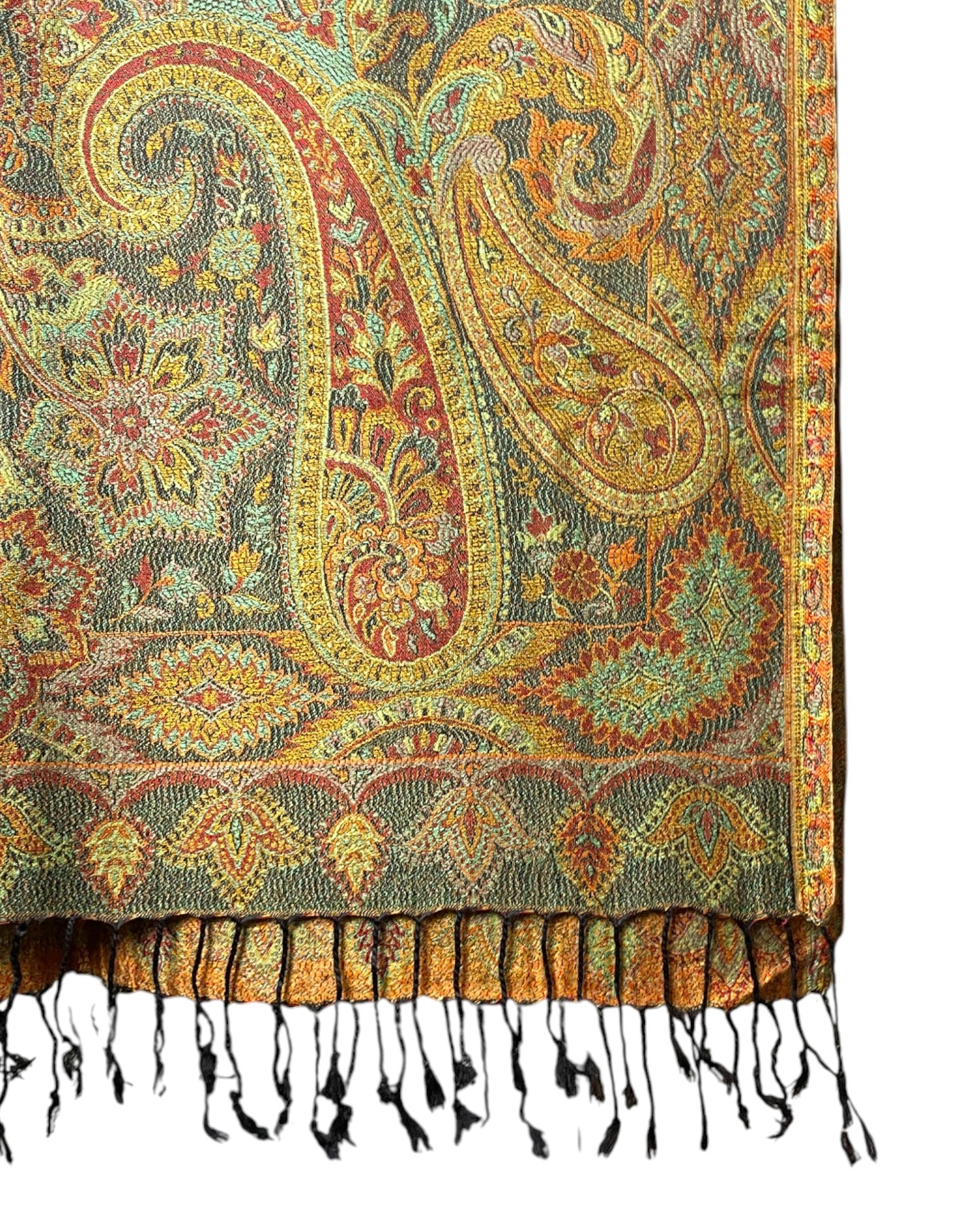 Fransen Detail: Schwarze Fransen Detail Seide-Viskose Schal nahe