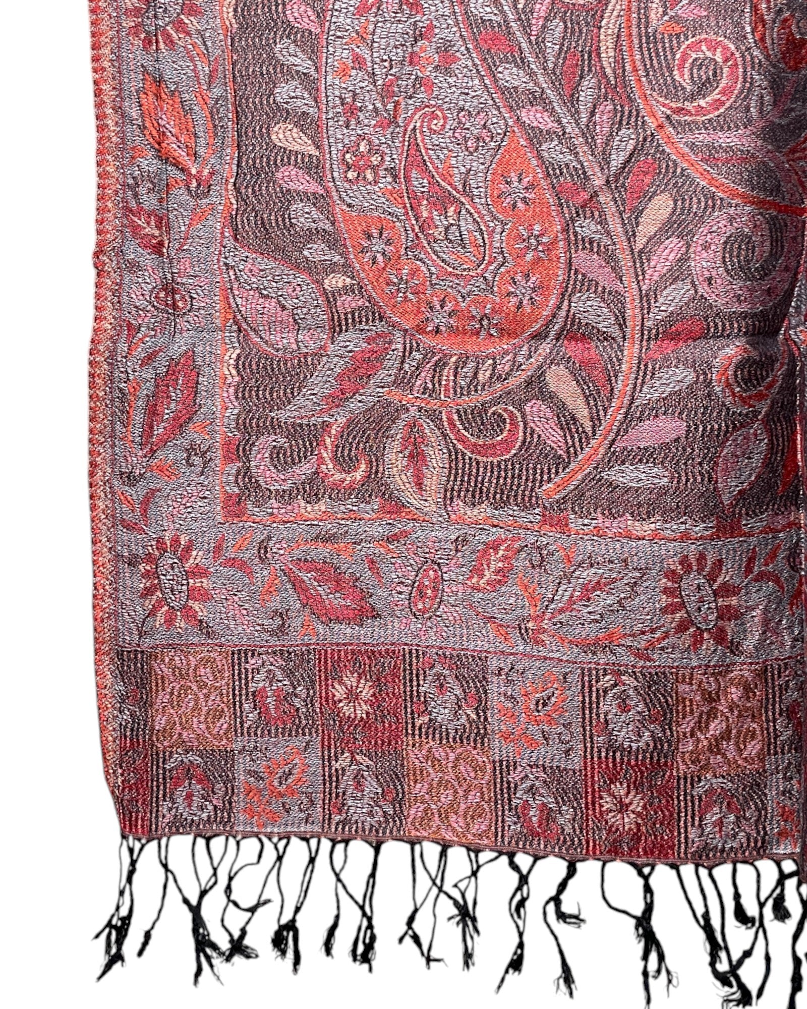 Fransen Detail: Schwarze Fransen Seide Viskose Schal