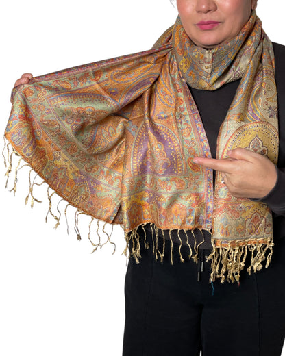 Fransen: Goldene Fransen Paisley Schal