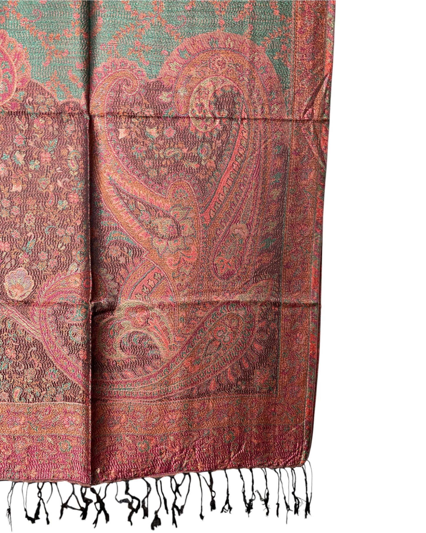 Fransen: Handgeknotete Fransen Burgunder Smaragd