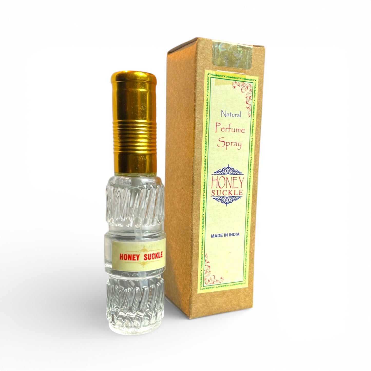 Geissblatt Honey Suckle Natural Perfume Spray 50ml Flasche mit goldener Kappe und Verpackung