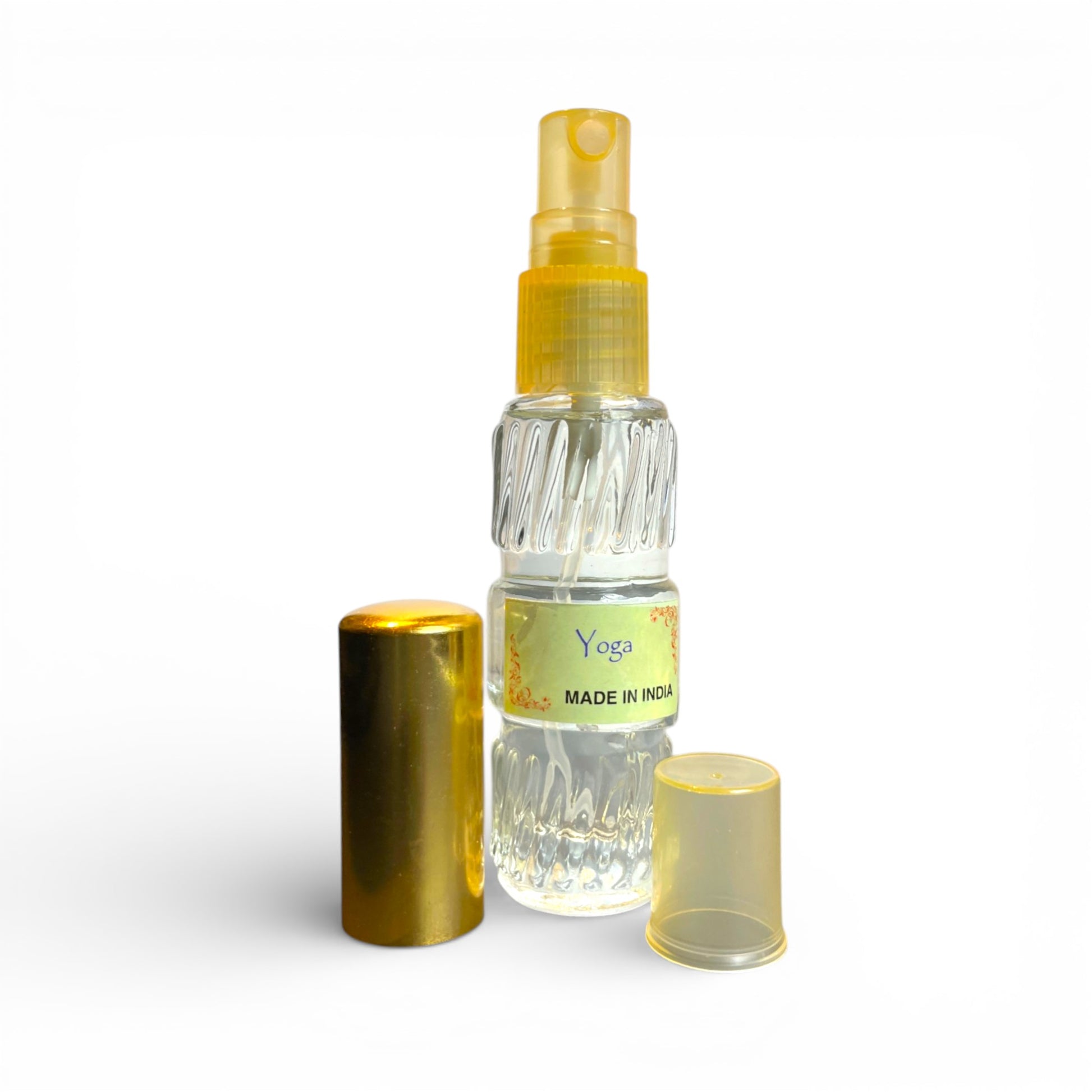 Geoeffnetes Yoga Spray Parfuem mit goldener Kappe Himalaya Vibes Bern