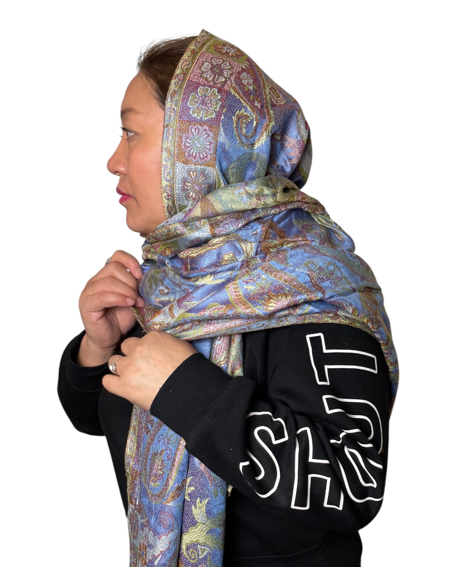 Getragen: Unisex Paisley Schal Damen Herren Blau