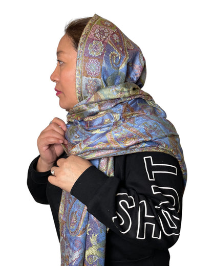 Getragen: Unisex Paisley Schal Damen Herren Blau