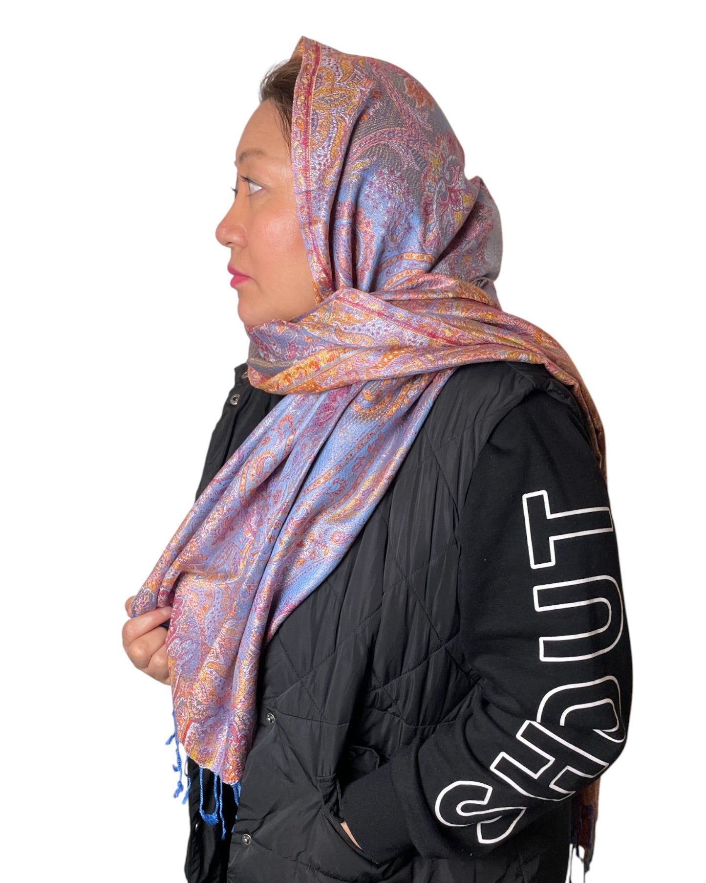 Getragen: Unisex Paisley Schal Damen Herren Hellblau kopftuch