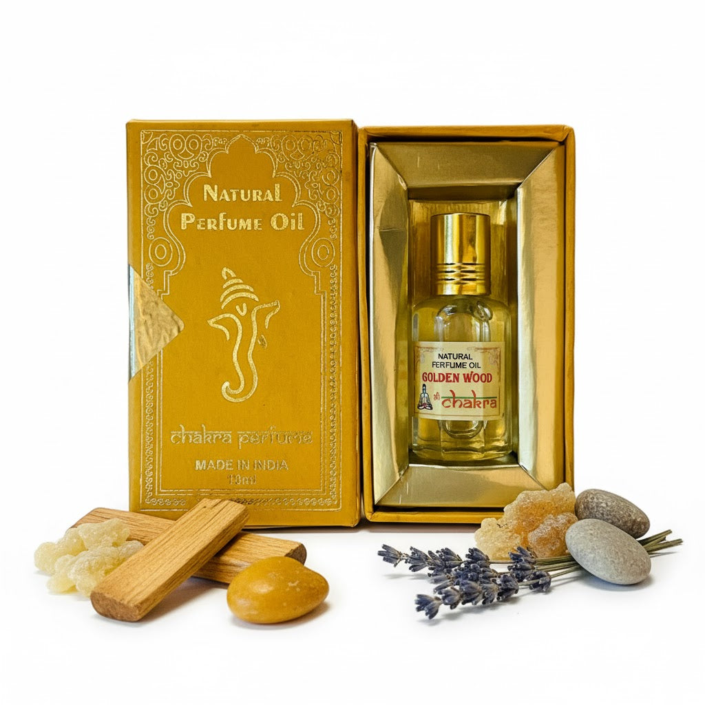 Golden Wood - Chakra Ölparfüm Verpackung
