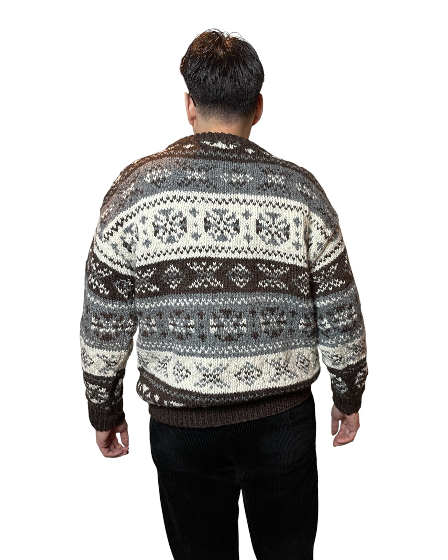 Groessentabelle „Tamang“ – Handgestrickter Nepal-Pullover Hinten