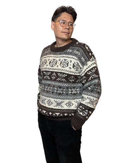 Groessentabelle „Tamang“ – Handgestrickter Nepal-Pullover Muster