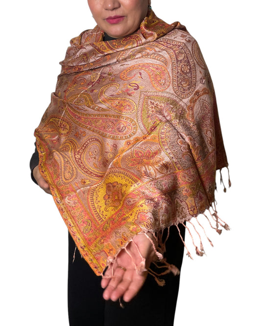 Hauptbild: Autumn Rose Heritage Paisley Schal aus Indien Seide Viskose