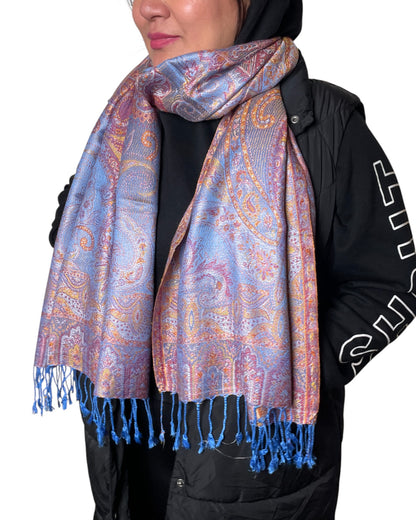 Hauptbild: Azure Rose Palace Paisley Schal aus Indien Seide-Viskose Unisex