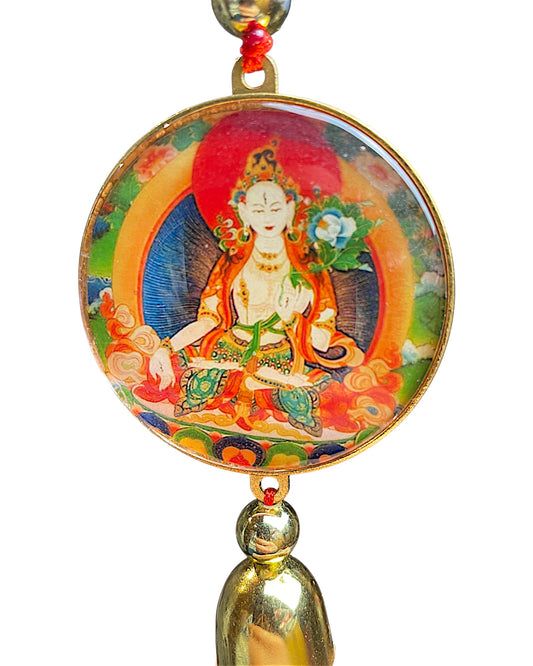 Hauptbild: „Doppelseitiger Weisse Tara Anhänger Sitatara – handgefertigtes tibetisches Schutzamulett & Talisman“