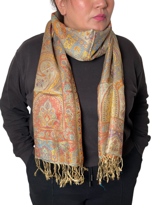 Hauptbild: Golden Saffron Royale Paisley Schal Seide Viskose