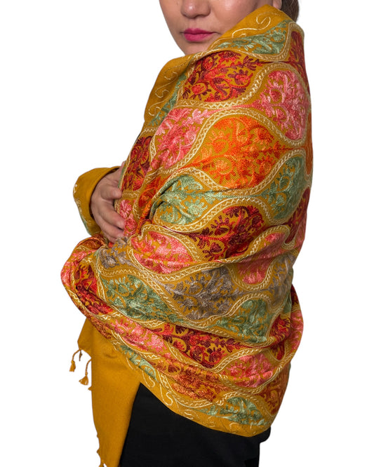 Hauptbild: Mustard Heritage Embroidery Bestickter Schal Baumwolle-Viskose