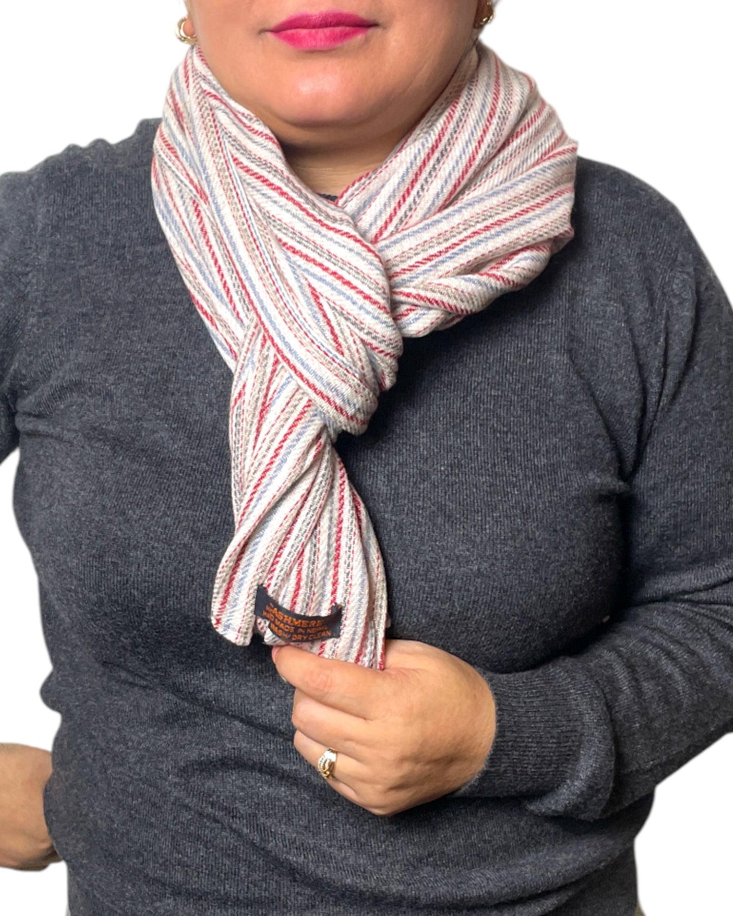 „Heritage Stripes“ – Handgewebter Kaschmir-Schal aus Nepal knüppel