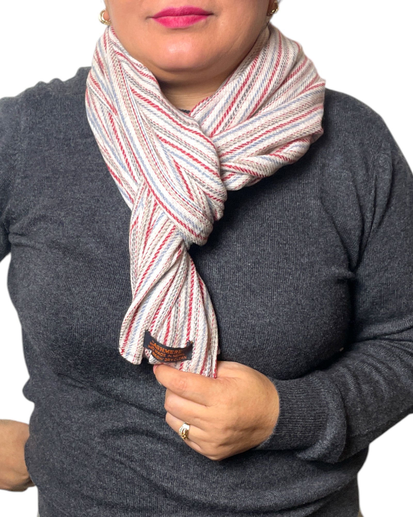 „Heritage Stripes“ – Handgewebter Kaschmir-Schal aus Nepal knüppel