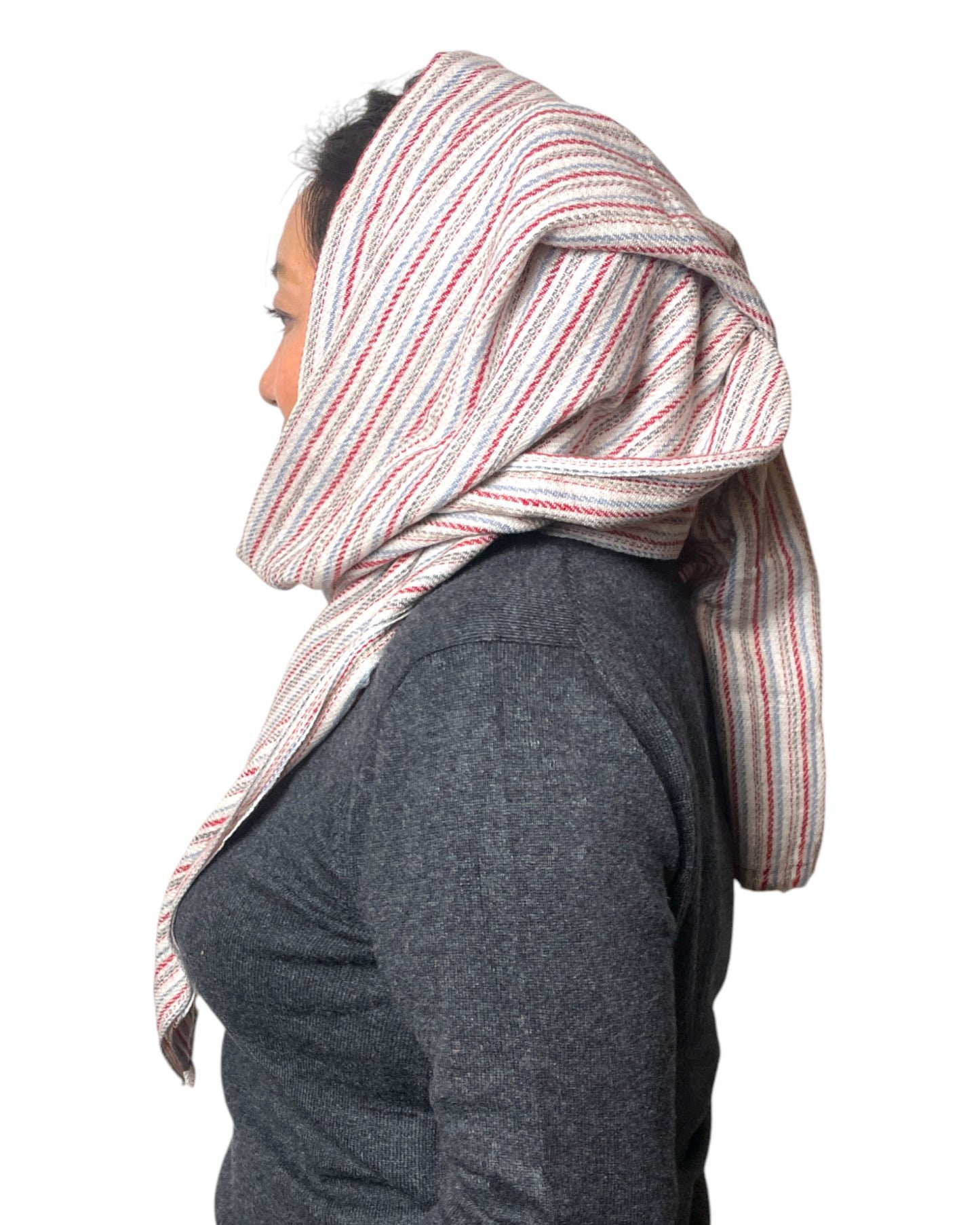 „Heritage Stripes“ – Handgewebter Kaschmir-Schal aus Nepal kopf seite