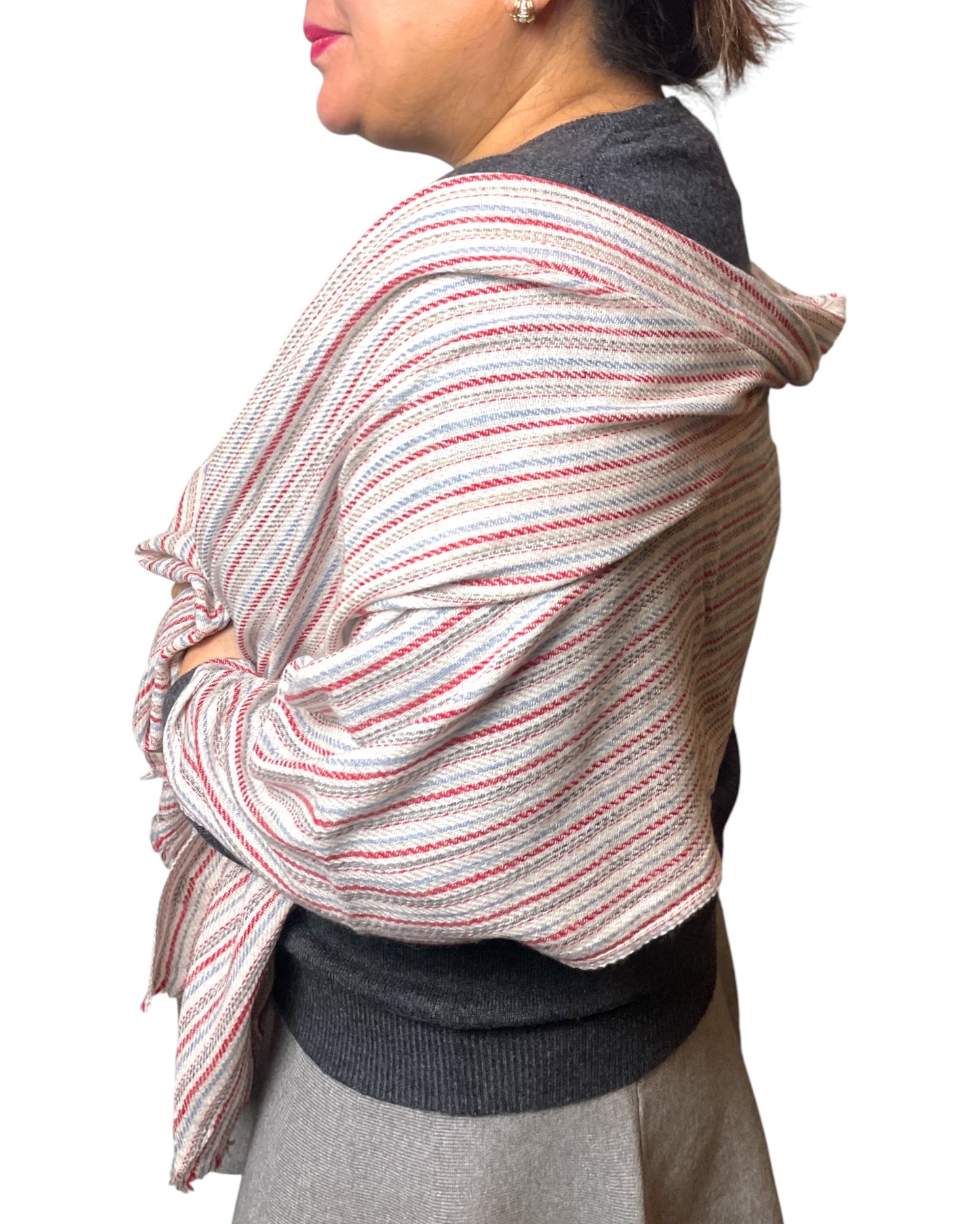 „Heritage Stripes“ – Handgewebter Kaschmir-Schal aus Nepal umhang