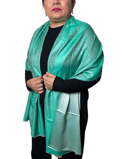 Original Seidenschal aus Indien in Smaragdgrün – Luxuriöses Seidentuch