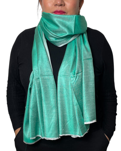 Original Seidenschal aus Indien in Smaragdgrün – Luxuriöses Seidentuch