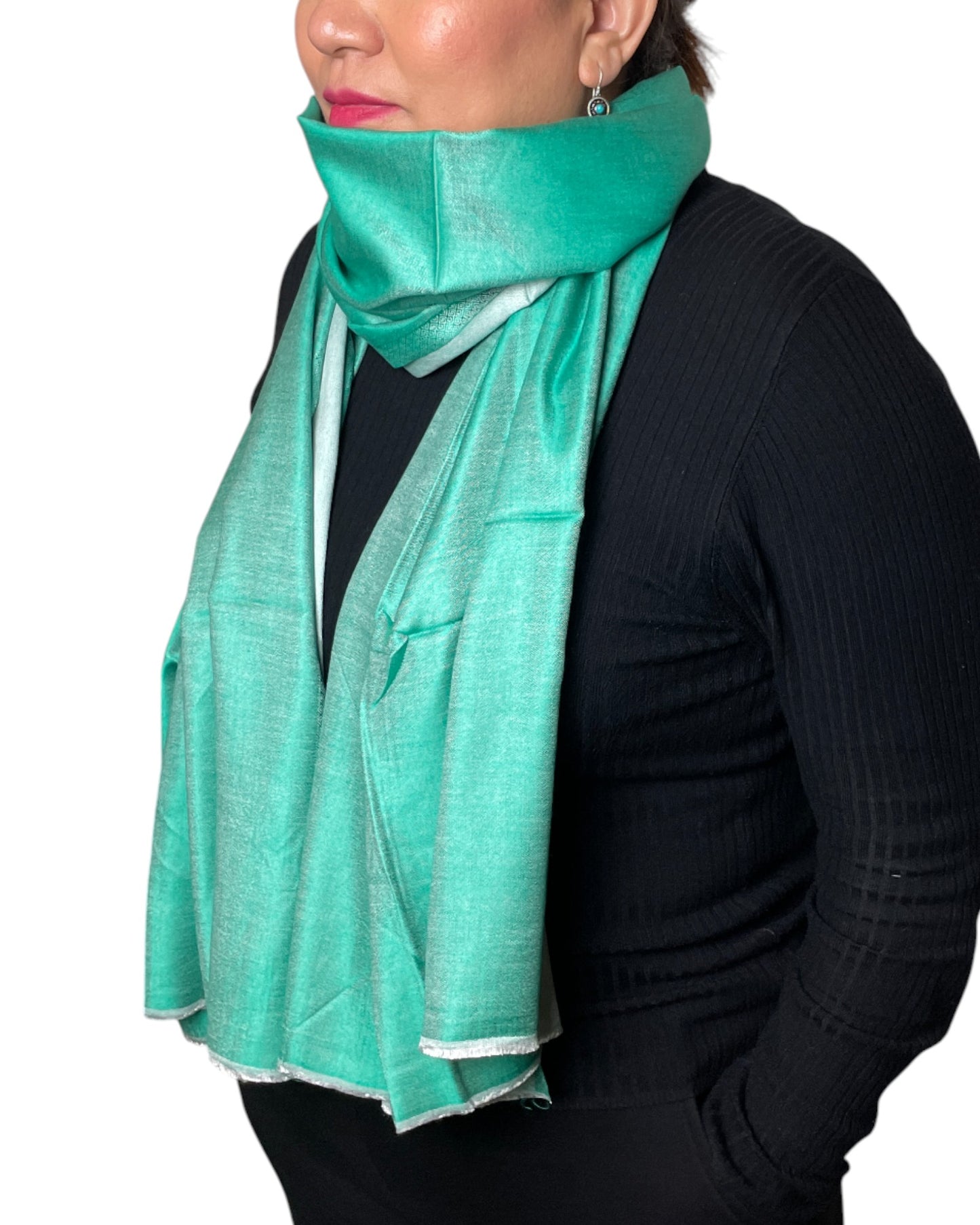 Original Seidenschal aus Indien in Smaragdgrün – Luxuriöses Seidentuch