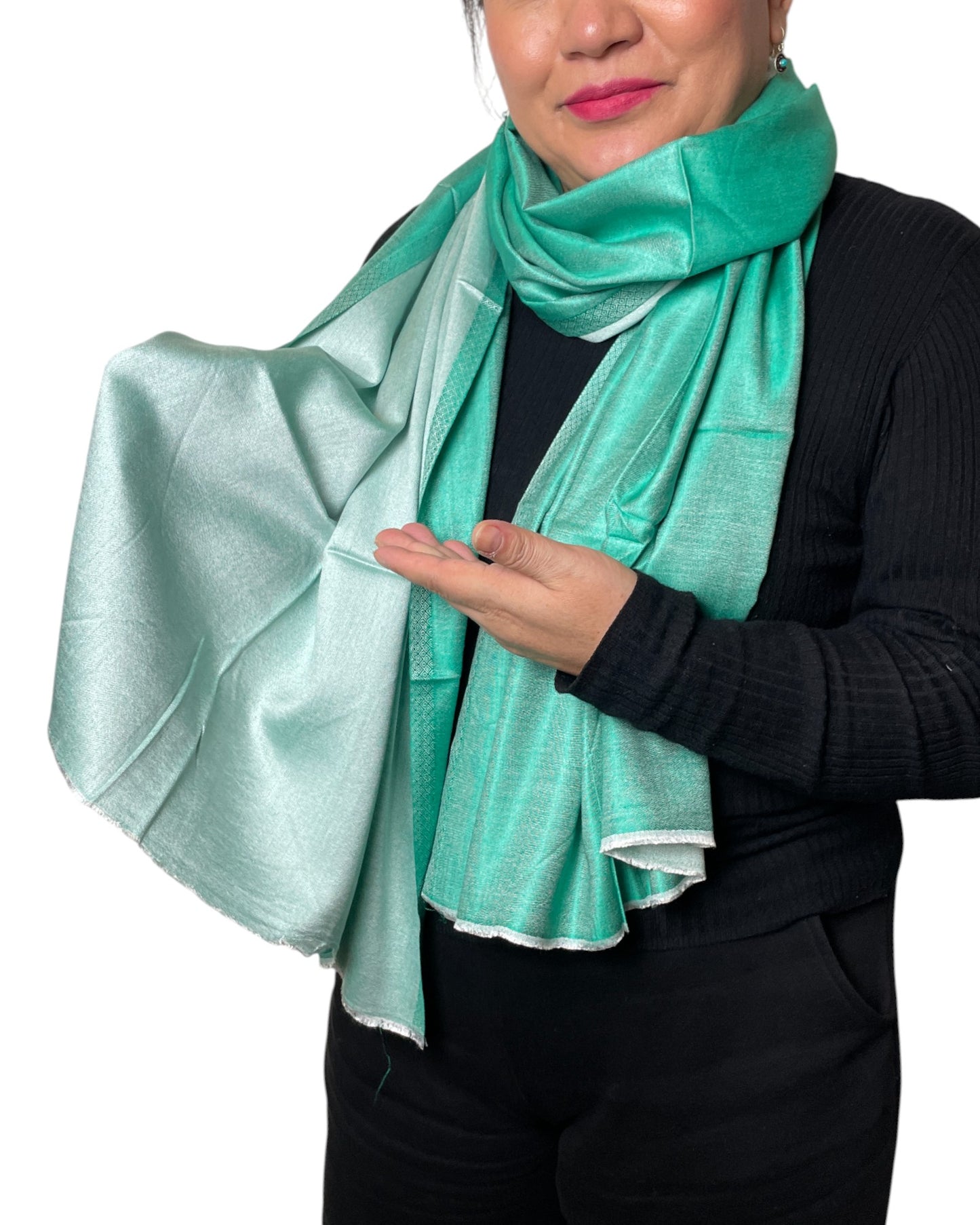 Original Seidenschal aus Indien in Smaragdgrün – Luxuriöses Seidentuch