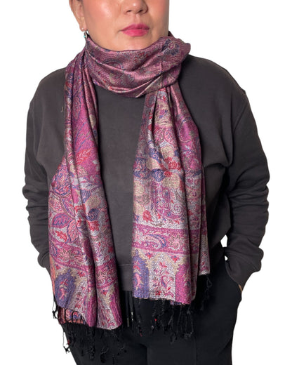 „Berry Violet Opulence“ – Paisley Wende-Schal aus Indien