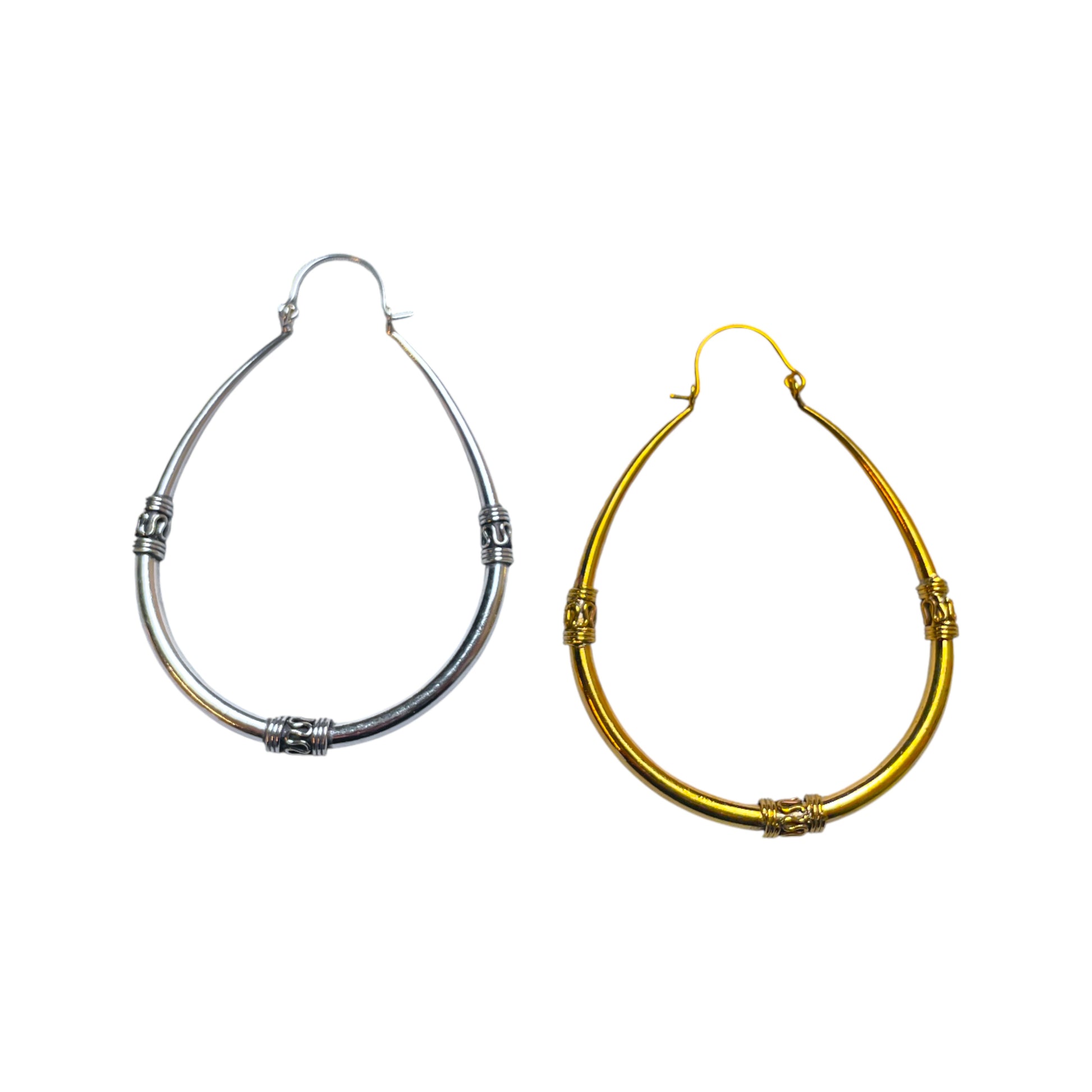 Kreolen Oval – Messing Gold oder Silber (60x80 mm)