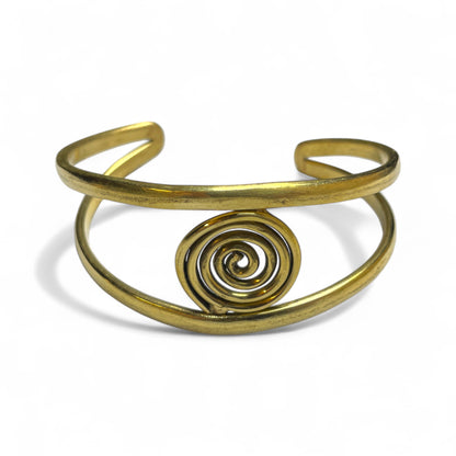 Armreif Spirale – Messing Gold / Silber (Ø 7 cm)