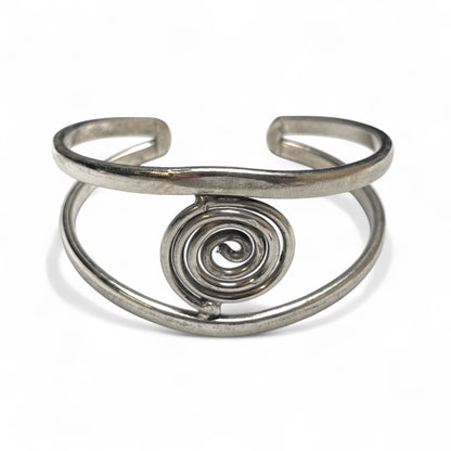 Armreif Spirale – Messing Gold / Silber (Ø 7 cm)