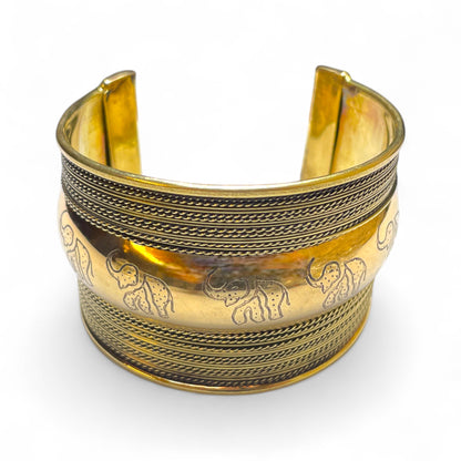 Armreif Elefant – Messing Gold / Silber (Ø 7 cm)