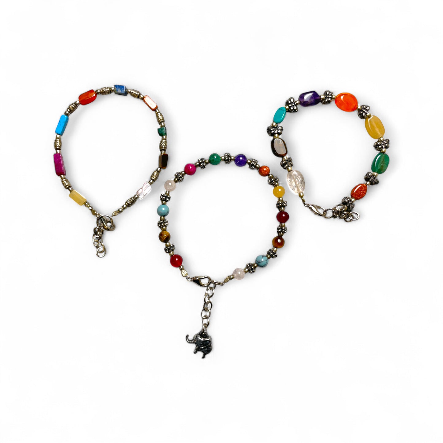 Edelstein-Armbänder – Messing Silber (3 Variationen)